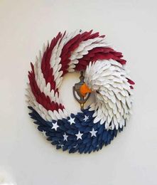2021 New American Eagle Wreath Glory ic Red White Blue Eagle Wreath Front Door Home Window Wall Decoration Y08168712927