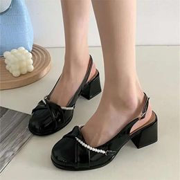 Women Sandals Heeled Black S Summer Shoes for Woman Round Toe High Heels Elegant Back Strap Ladies Shoe Heel L 065 ummer hoes trap hoe