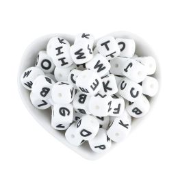 Sunrony 30/50pcs 12mm White English Alphabet Silicone Letters Beads For Jewelry Making DIY Personalized Name Bracelet Accessorie