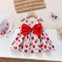 Girl's Dresses 2023 Summer ldrens Dress New Strawberry Cotton Girls 0-3 Year Old Baby Ramadan Clothing H240529 GB5A