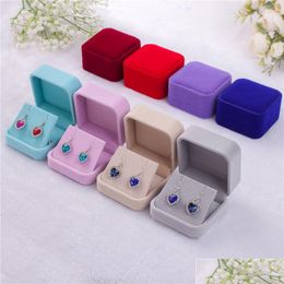 Jewelry Boxes 6 Colors Fashion Veet Cases For Only Dangle Earrings Wedding Gift Packaging Display Size 70Mmx80Mmx40Mm Drop Delivery Pa Dhvum