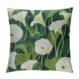 Decorative Square Throw Pillow Case Cushion Cover, Calla Lily Flowers Pattern, , for Couch Sofa Bedroom Chair Home Decor