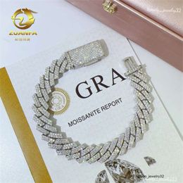 Designer di collane a ciondolo per uomo Gioielli fine Pass Tester diamantato ghiacciato Miami Chain Necklace Sterling Sier 13mm Cuban Link Moissanite