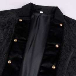Black Steampunk Mediaeval Jacket for Men Blazer Pirate Viking Renaissance Tailcoat Gothic Victorian Halloween Cosplay Tuxedo Coat