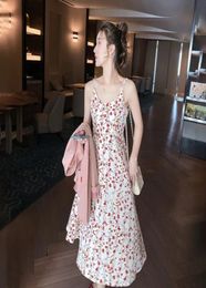 Big Goods Suspender Dress Women 2021 Spring and Summer Season Imitation Ice Silk Korean Mid Long Skirt Slim Fashion7563524