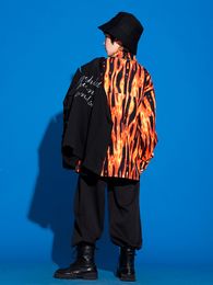 2024 Hip Hop Dance Costumes For Girls Loose Shirts Black Coat Cargo Pants Streetwear Boys Jazz Dance Stage Clothing DQS8232