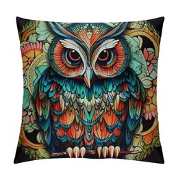 Pillow Cover Owl Throw Pillow Case Home Decor for Sofa Livingroom Couch Bed Decorative Gift