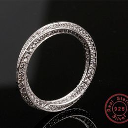 Real Eternity ring Luxury Full Stone 5A Zircon Birthstone 925 Sterling silver Women Wedding Ring Engagement Band Size 5-10 Gift 343u