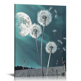 Dandelion wall art Bathroom Decor Wall Art Canvas Print for Living Room White Flower Flora Home Bedroom Decoration Modern Framed Artwork Decor