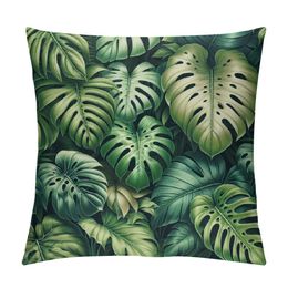 Palm Leaf Throw Pillow Covers Green Tropical Leaves Decorative Couch Pillow Case Outdoor Farmhouse Sofa Cushion Cover Modern Decor for Bed Living Room