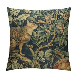 Greenery Forest Animals Pheasant Fox Green Floral Throw Pillow Covers Aesthetic Pillow Decorative Pillowcase Home Decor Living Room Cushion Case Bed Sofa Couch