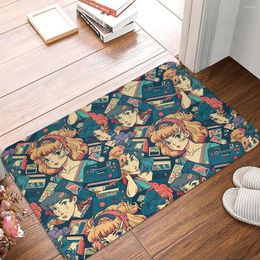 Carpets Anime Gamer Girls Pattern Non-Slip Carpet Doormat Bedroom Bath Mat Welcome Decoration Rug