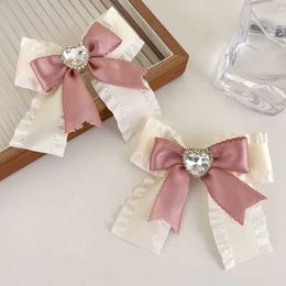 Hair Accessories Korean Spring 2023 New Trend Metal Fabric Bow Spring Clip Birthday Party Elegant Hairpin Girl Creative Hair Accessories Gift Y240529