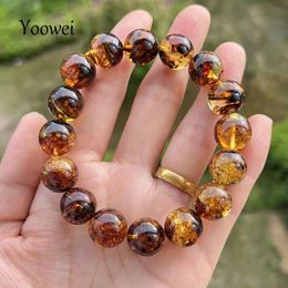 100% Real Piebald Amber Bracelet Wholesale Big Round Stone Diy Trendy Women Men Anklet Baltic Genuine Ambre Natural Jewelry Gift 240528