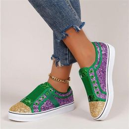 Casual Shoes USCF 2024 Women's Sparkling Glitter Flats Spring Stylish Ladies Low Top Slip On Comfy Canvas Female Sport Sneakers