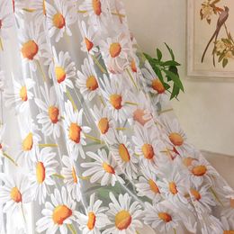 Sun Flower Tulle Curtains for Living Room Bedroom Kitchen Yellow Floral Voile Sheer Curtains for Window Treatment Drapes Blinds 240529
