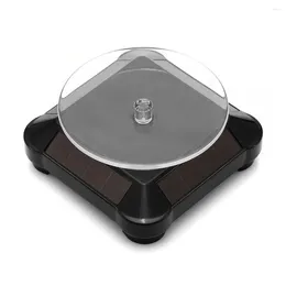 Decorative Plates Solar Showcase 360 Turntable Rotating Jewelry Watch Ring Phone Stand Display Organizer Holder Black White