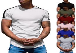 Men Cotton Short sleeve t shirt Fitness Slim Patchwork Black Tshirt Male Brand Gym Tees Tops Summer New Fashion Casual clothing7063508