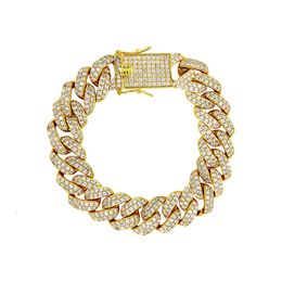 SGARIT Jewellery Custom Yellow Gold Men Iced Out Moissanite Miami Cuban Link Bracelet Bangle Homens Com Pulseira Moissanita