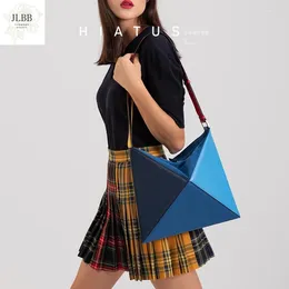 Shoulder Bags Fashion Triangle Foldable Women Designer Panelled Handbags Luxury Pu Leather Crossbody Big Lady Clutch Purses