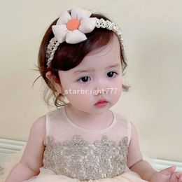 Korean Little Princess Hair Flower with Lace Nylon Elastic Headband Baby Girls Photo Props Hair Accessories Newborn Headbands