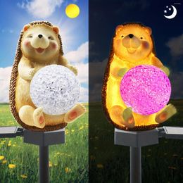 Garden Decorations Solar Lights Outdoor Decor Hedgehog Stake Multi-Color Changing LED Waterproof Decorative For Yard Patio Lawn De