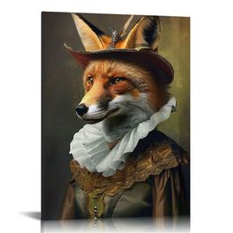 Aristocratic Fox Poster - Renaissance Print - Portrait Art - Fox Art - Gift for Men, Women & Animal Lover - Funny Decor for Living Room, Bedroom or Kid's Room
