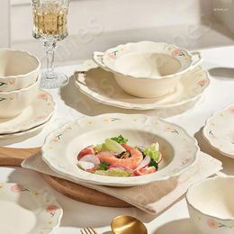 Plates Ceramic Plant Nordic Style Dinner Plate Flowers Series Steak Pasta Dishes Cake Dessert Vegetable Salad Tableware