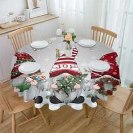 Table Cloth Christmas Winter Snowflake Gnome Round Tablecloth Waterproof Wedding Decor Cover Party Decorative