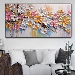 Modern Colourful Floral Landscape Scape Oil Painting Floral Flower Living Room Decor Knife Painting Wedding Christmas Decor
