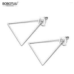 Stud Earrings BOBOTUU Trendy Hyperbole OL Style Triangle Circle Exaggerated Rose Gold Color Stainless Steel Gift For Women BE18076