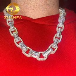 Zuanfa D VVS Moissanite Hip Hop Jewellery Two Tone Cuban Link Chain 925 Sterling Silver Iced Out Cuban Chain Initial Necklace