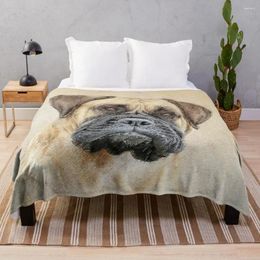 Blankets Bullmastiff Painting - Cute Original Dog Art Throw Blanket Summer For Bed