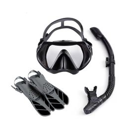 New Professional Snorkel Diving Mask and Goggles Diving Swimming Tube Flippers Set Adult Unisex