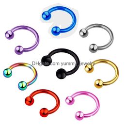 Nose Rings & Studs 1Pcs D Fake Ring Hoop Septum Fashion Horseshoe Stainless Steel Piercing Jewellery Drop Delivery Body Dhvn8
