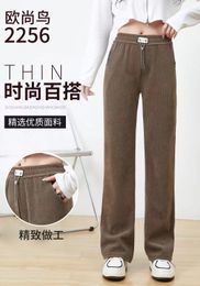 Wiosna i jesień Nowa wąska wąska wersja o szerokim nogach spodni swobodnie wszystko z cienkimi prostymi spodniami dla kobiet