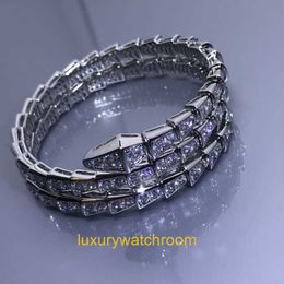 Boagery bracelet designer jewelry snake shaped bracelet for women with full diamond snake bone bracelet for head and tail light luxury and snake head elastic layered