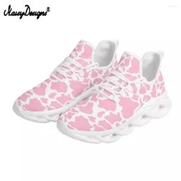 Casual Shoes Noisydesigns Pink Cow Pattern Printing Femme Platform Sneakers Sumemr Mesh Breathable Flat Comfort Damping Running