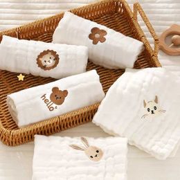Bibs Burp Cloths 6 Layer Cotton Embroidery Baby Saliva Towels Hand Face Wipes Newborn Bib Kids Handkerchief Toddler Soft Washcloth Burp Cloth Q240528