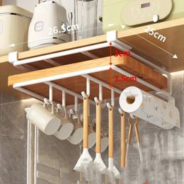 Kitchen Cabinet Under Shelf Chopping Board Pot Cover Holder Metal Cupboard Mug Cup Hanger Row Hooks Towel Roll Paper Rack Holder 240529