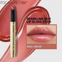 FOCALLURE Pearlescent Lip Gloss Stick Moisturising Long Lasting Sexy Sparkling Balm Shimmer Lipstick Pen Makeup Cosmetics 240527