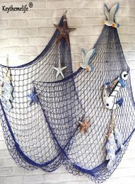 Keythemelife Mediterranean Sea style White Blue Decor Net Shell Ornaments Wall Hangings Decor Crafts Scene Party Decor 1x2M3604722