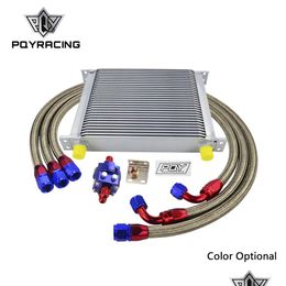 Oil Cooler 30 Rows An10 Kit Addoil Philtre Adapter Add Nylon Stainless Steel Braided Hose W/ Pqy Stickeraddbox Drop Delivery Automobile Otcdx