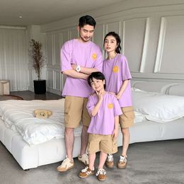 Parent-child Outfit 2023 New Family T Shirt Father Mother Son Daughter Matching Clothes Sets Dad and Baby Cotton Suit