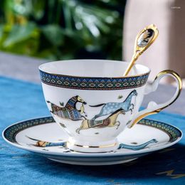 Cups Saucers Luxury European Bone China Cup Creative With Spoon Home Afternoon Tea Office Porcelain Espresso And Saucer Set MM60BYD