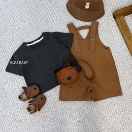 Clothing Sets Boys Spring And Summer Two-piece Cute Baby Suspenders Short Sleeve T-shirt Set Children Handsome Cotton Breathable
