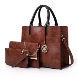 Shoulder Bags High Quality Ladies Handbag Purse Fashion Women Set 3 Pcs Large Casual Tote Leather Female Crossbody Bag 267T
