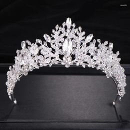Headpieces Trendy Wedding Hair Accessories Silver Colour Baroque Rhinestone Crystal Crown Bridal Tiara Princess Party Jewellery