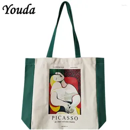 Evening Bags Youda Women Canvas Shopping Bag Maiden Bookbag Female Cotton Cloth Shoulder Eco Handbag Tote Reusable Grocery Shopper Pack