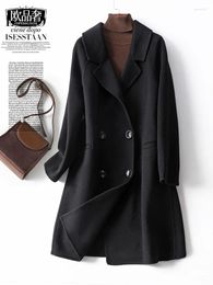 Casual Dresses Cashmere Coat Women's Mid Length Black Korean Edition Loose Double Sided Cloth Autumn And Winter High End Woollen
